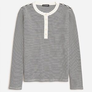 J Crew Vintage rib long-sleeve henley T-shirt in stripe BW009